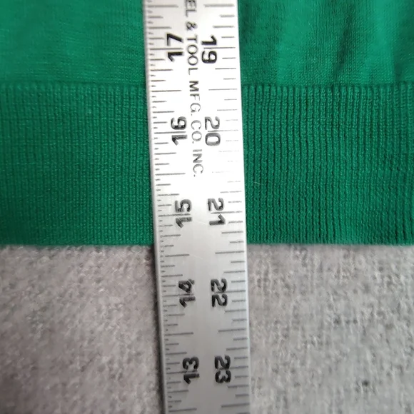 Talbots Sweater Women's Size Medium Green Silk Long Sleeve Fringe Scoop - Picture 7 of 8